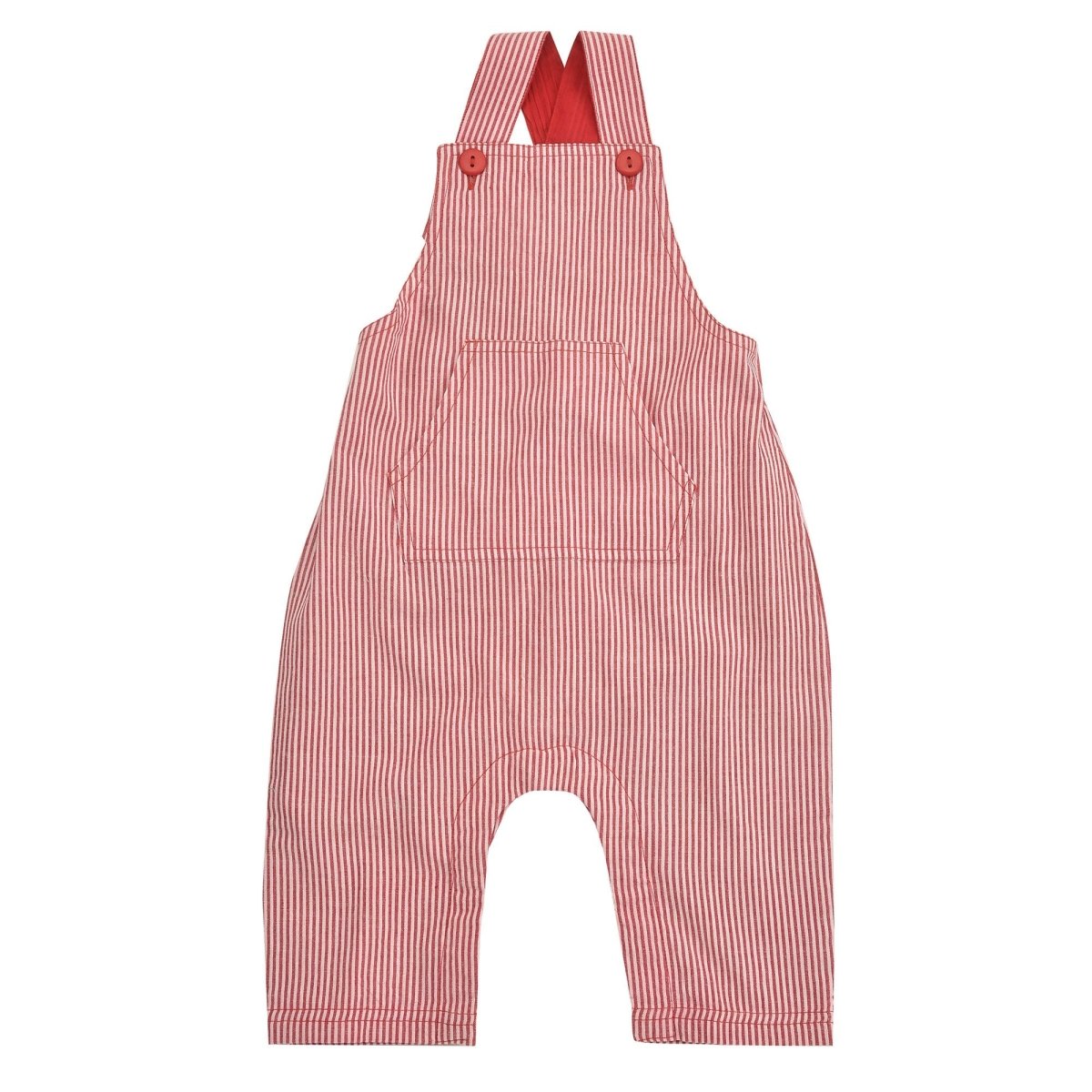 Baby seersucker dungarees - red - Borro - rent baby kids clothes