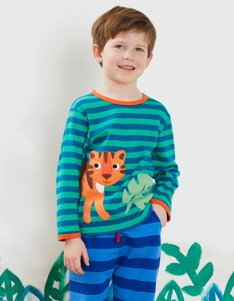 Born Free tiger appliqué long sleeve top - Borro - rent baby kids clothes