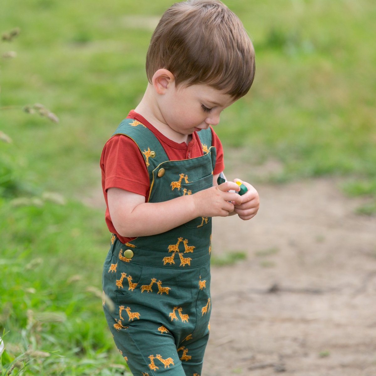 Burnt ochre organic short sleeve baby bodysuit - Borro - rent baby kids clothes