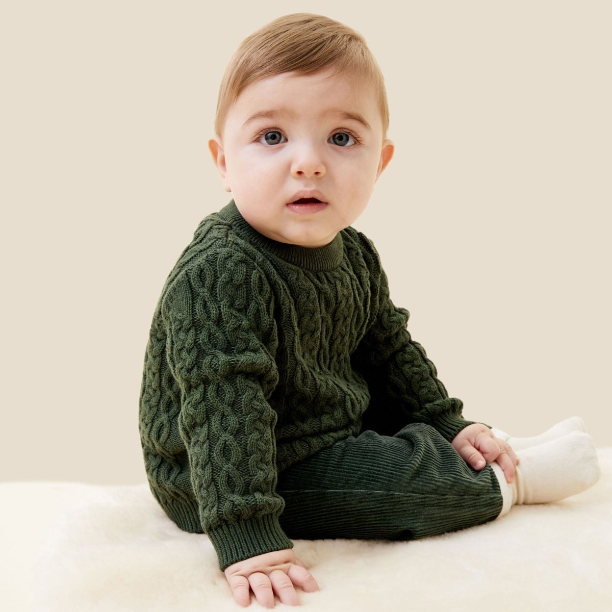 Cable knit jumper - thyme - Borro - rent baby kids clothes