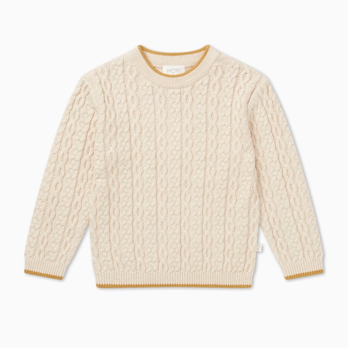 Cable knit tipped jumper - oat - Borro - rent baby kids clothes