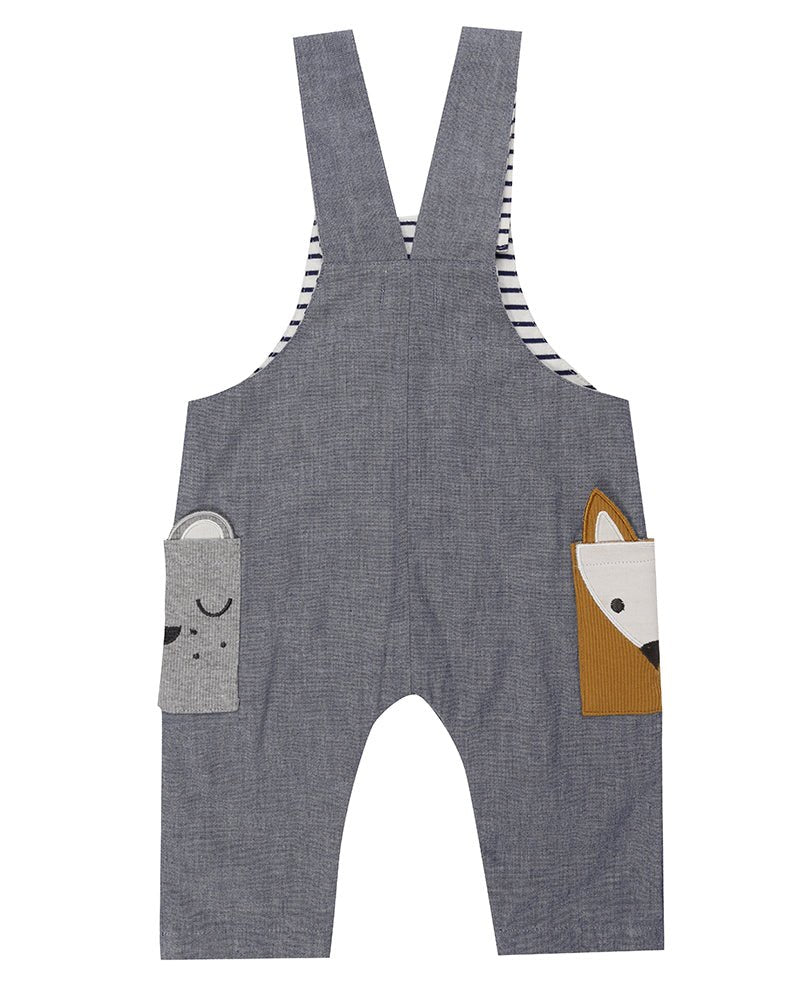 Chambray animal dungarees - Borro - rent baby kids clothes