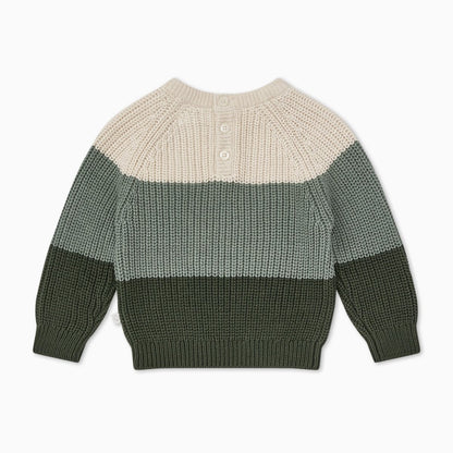 Chunky knit colourblock jumper - green - Borro - rent baby kids clothes