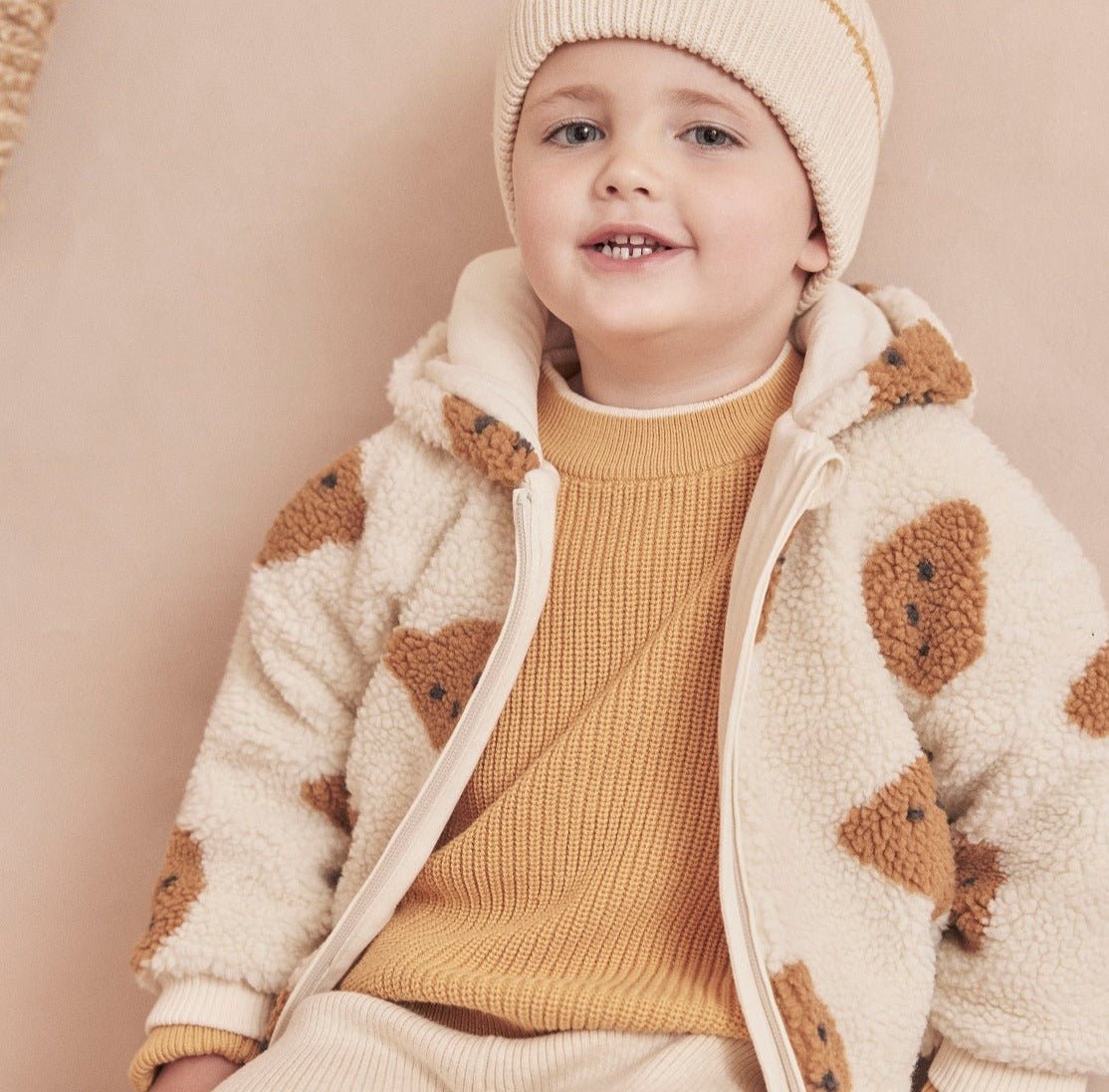 Chunky knit high neck jumper - oak - Borro - rent baby kids clothes