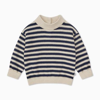 Chunky knit striped jumper - navy - Borro - rent baby kids clothes