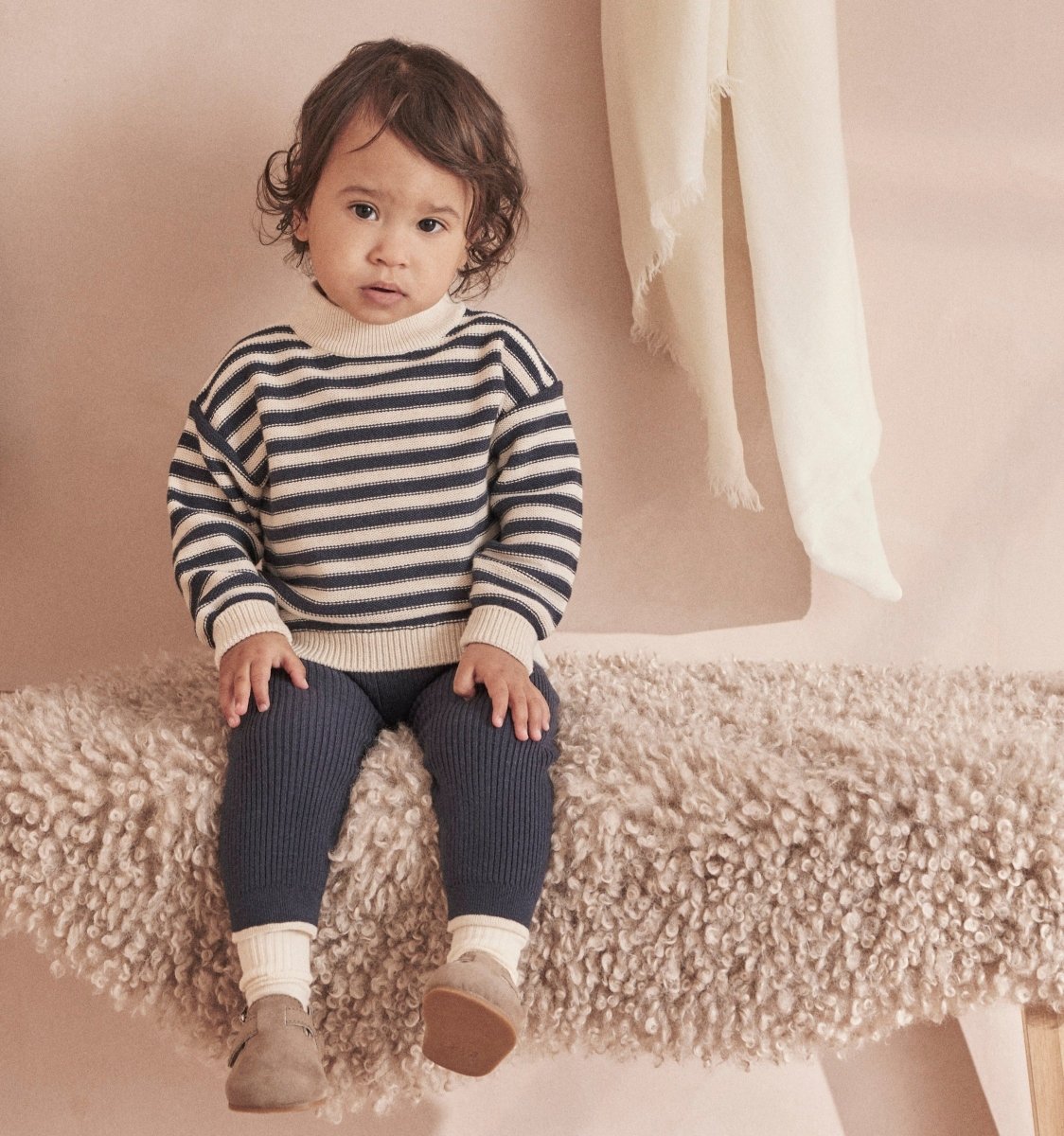 Chunky knit striped jumper - navy - Borro - rent baby kids clothes