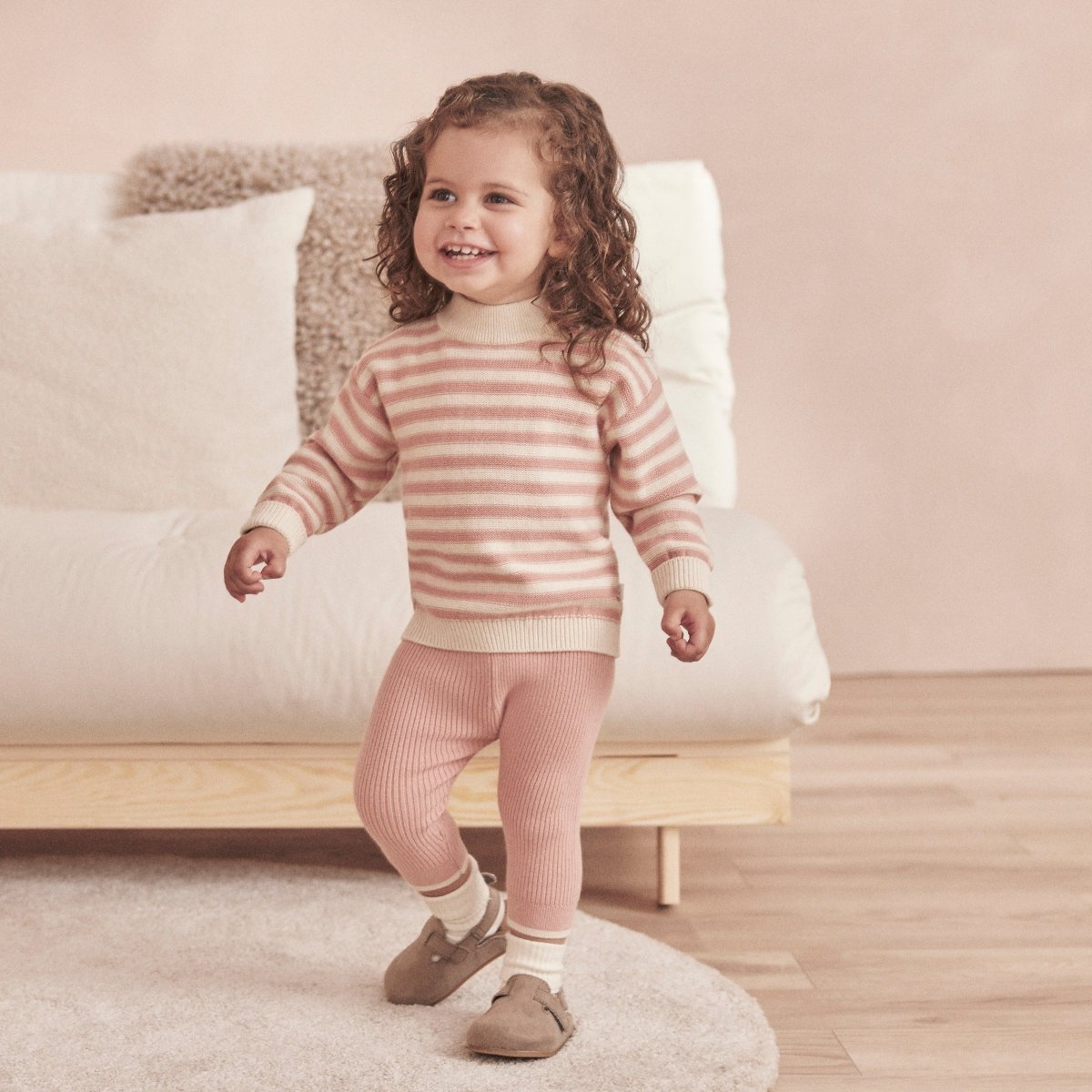 Chunky knit striped jumper - pink - Borro - rent baby kids clothes