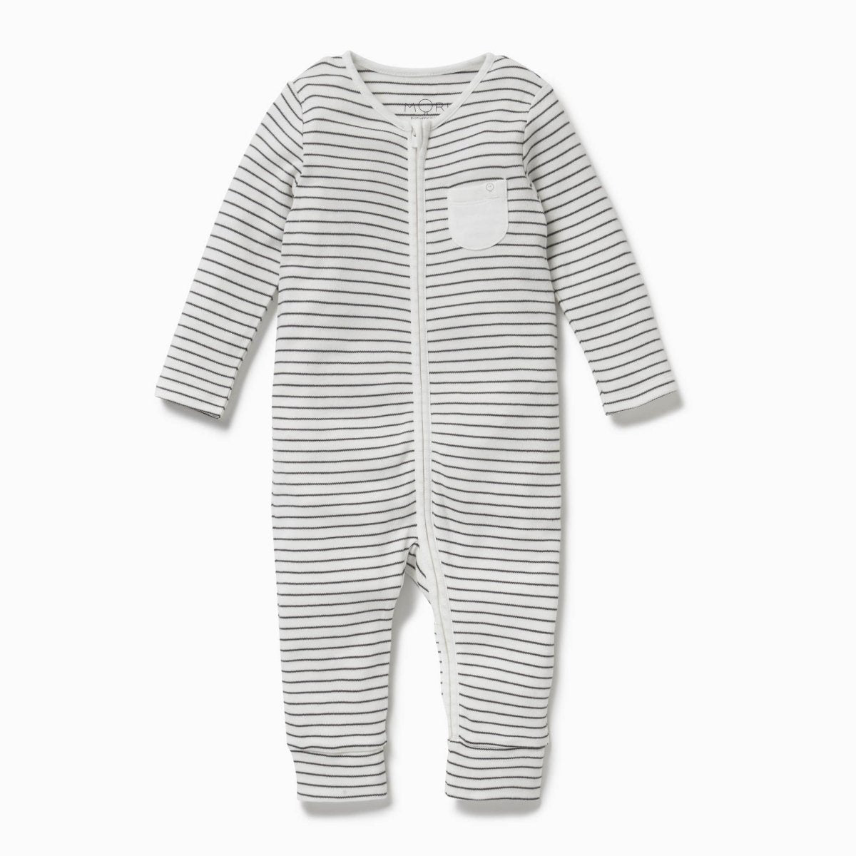 Double zip sleepsuit - grey stripe - Borro - rent baby kids clothes