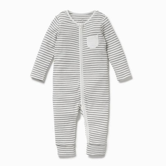 Double zip sleepsuit - grey stripe - Borro - rent baby kids clothes
