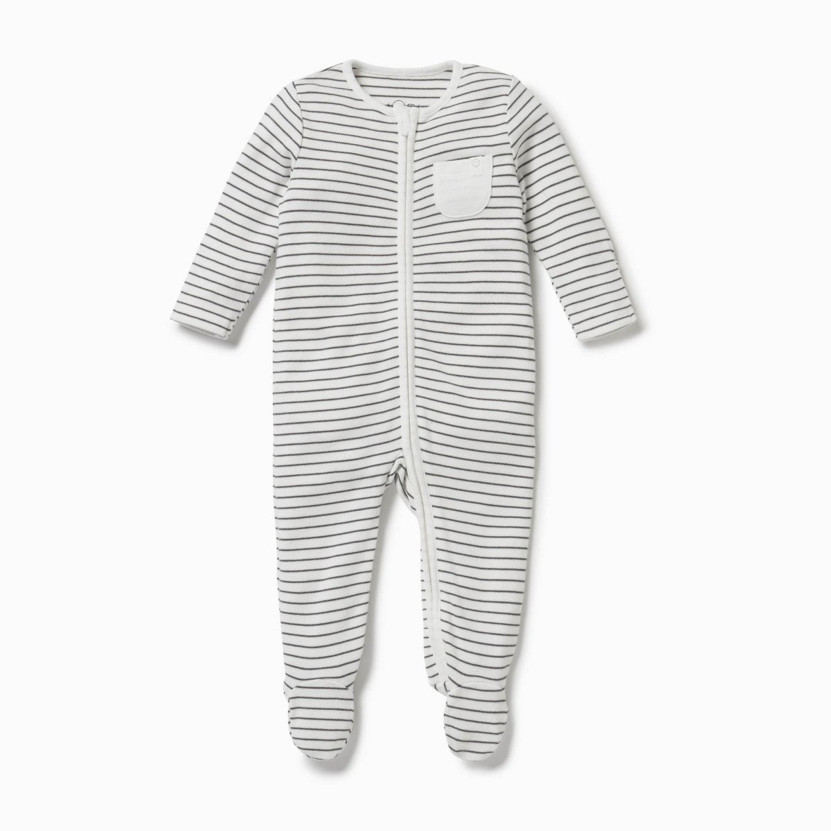 Double zip sleepsuit - grey stripe - Borro - rent baby kids clothes