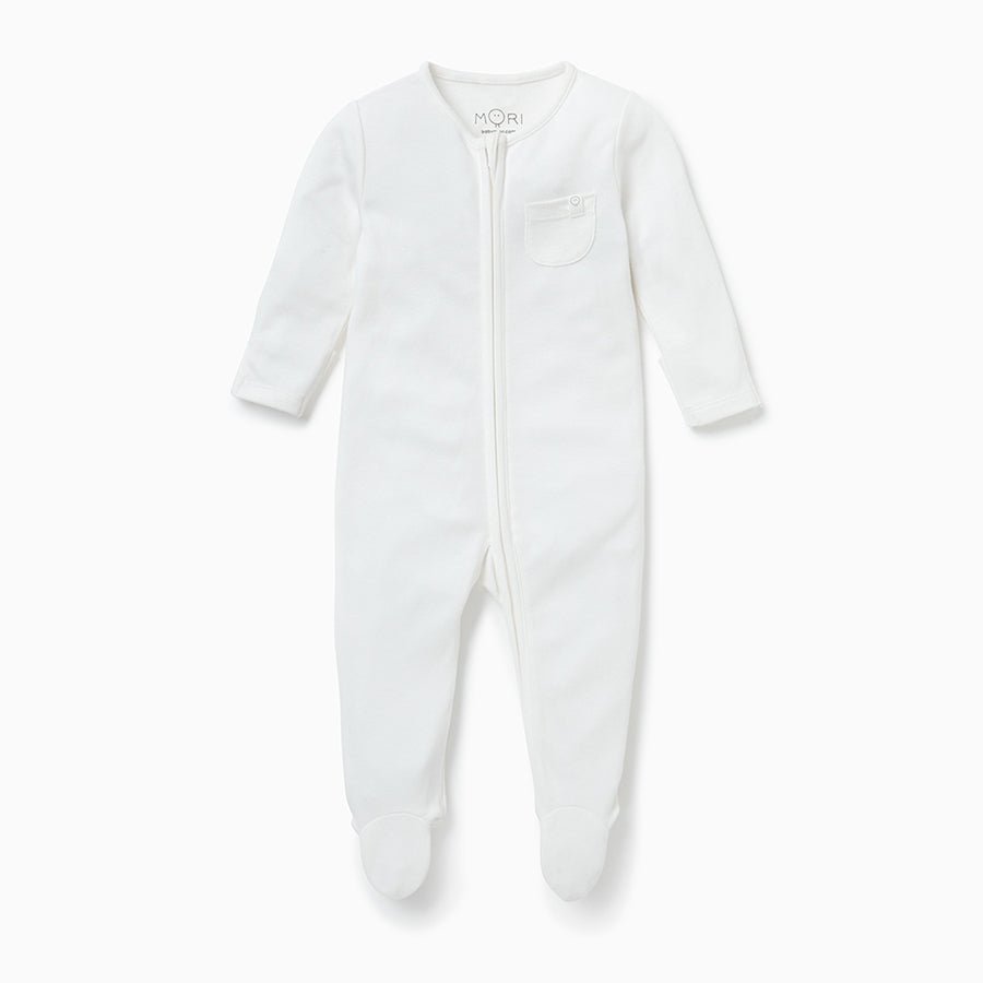 Double zip sleepsuit - white - Borro - rent baby kids clothes