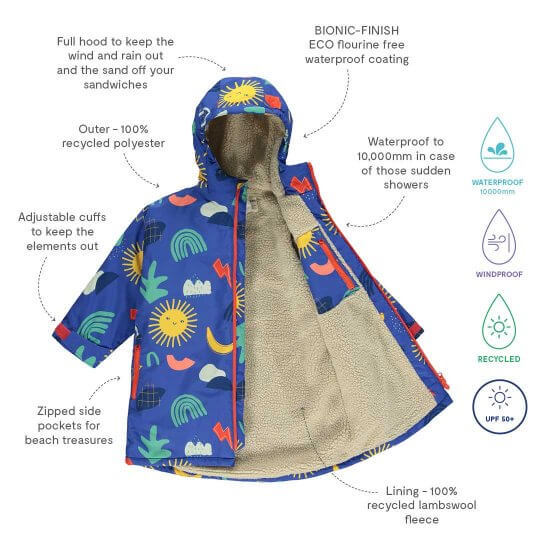 Dry robe - happy blue - Borro - rent baby kids clothes