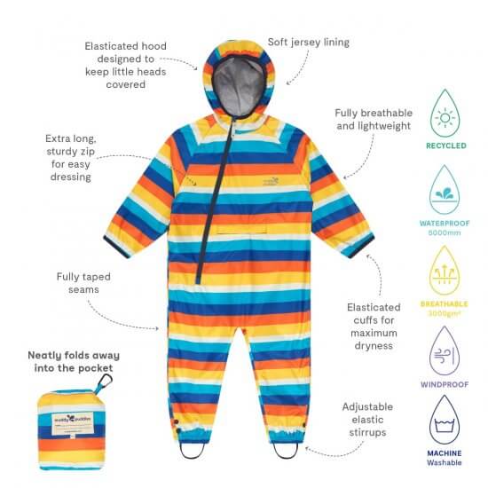 Ecolight multi stripe puddlesuit - Borro - rent baby kids clothes