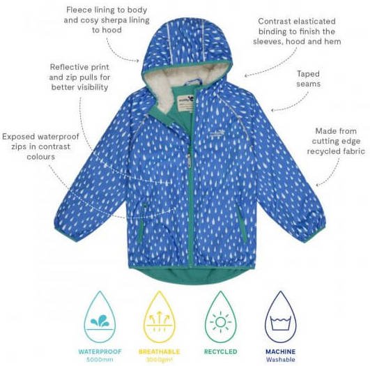 Ecosplash coat - blue raindrops - Borro - rent baby kids clothes