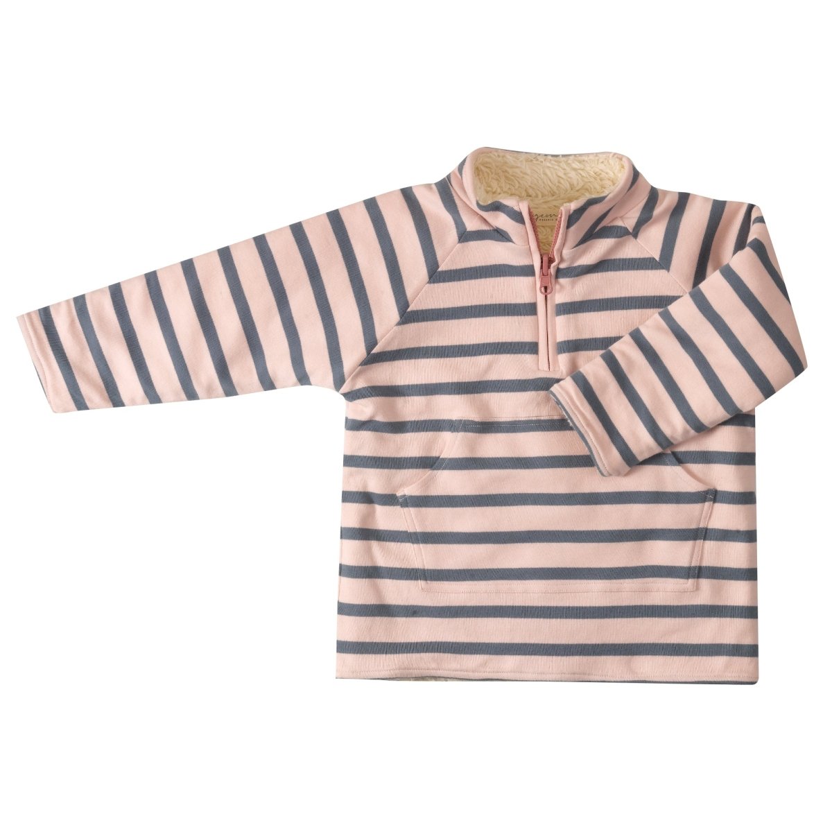 Fleece - lined jumper - Breton pink/blue stripe - Borro - rent baby kids clothes