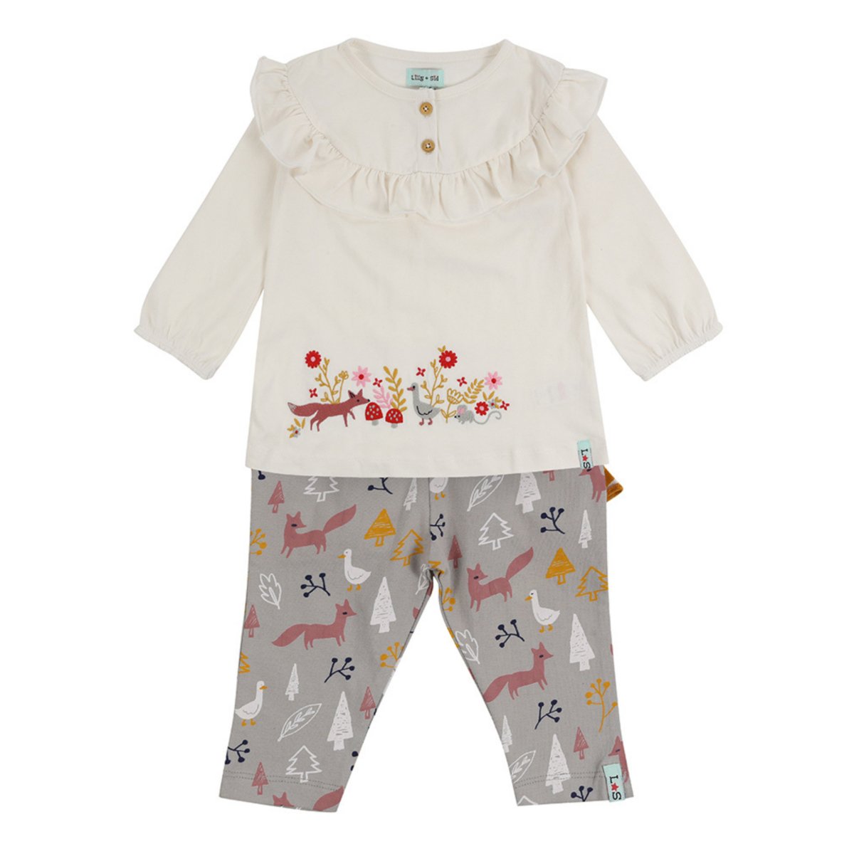 Foxes embroidered playset - Borro - rent baby kids clothes