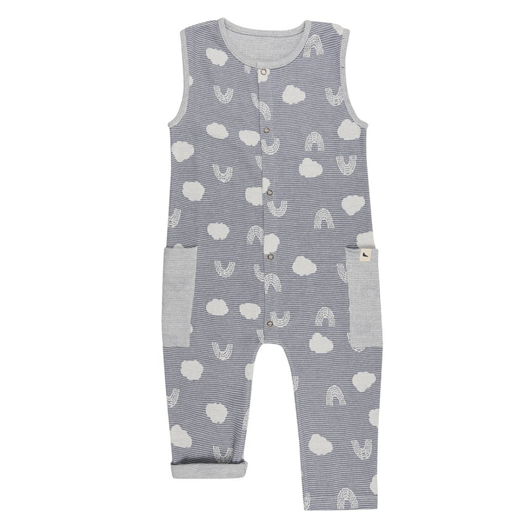 Jacquard cloud reversible dungarees - Borro - rent baby kids clothes