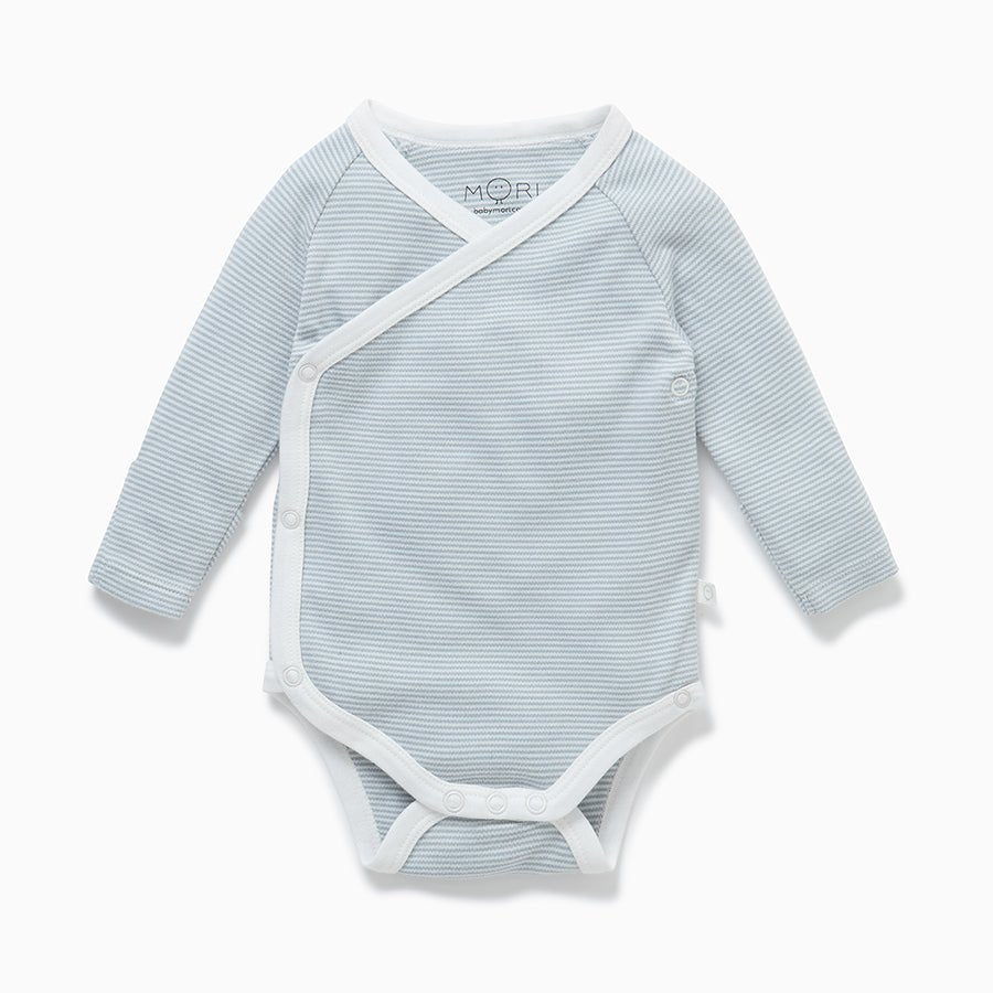 Kimono long sleeve bodysuit - blue stripe - Borro - rent baby kids clothes