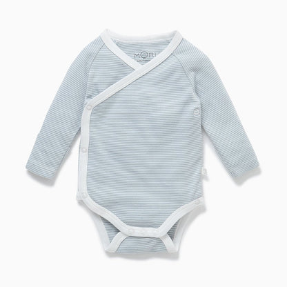 Kimono long sleeve bodysuit - blue stripe - Borro - rent baby kids clothes