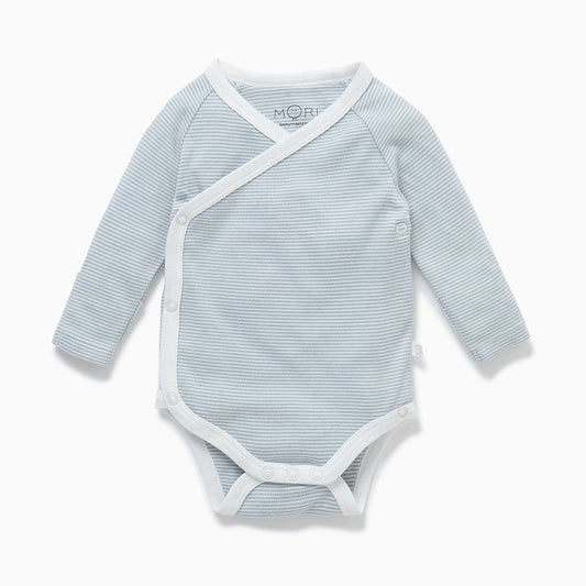 Kimono long sleeve bodysuit - blue stripe - Borro - rent baby kids clothes