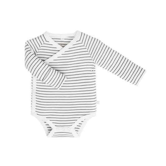 Kimono long sleeve bodysuit - grey stripe - Borro - rent baby kids clothes