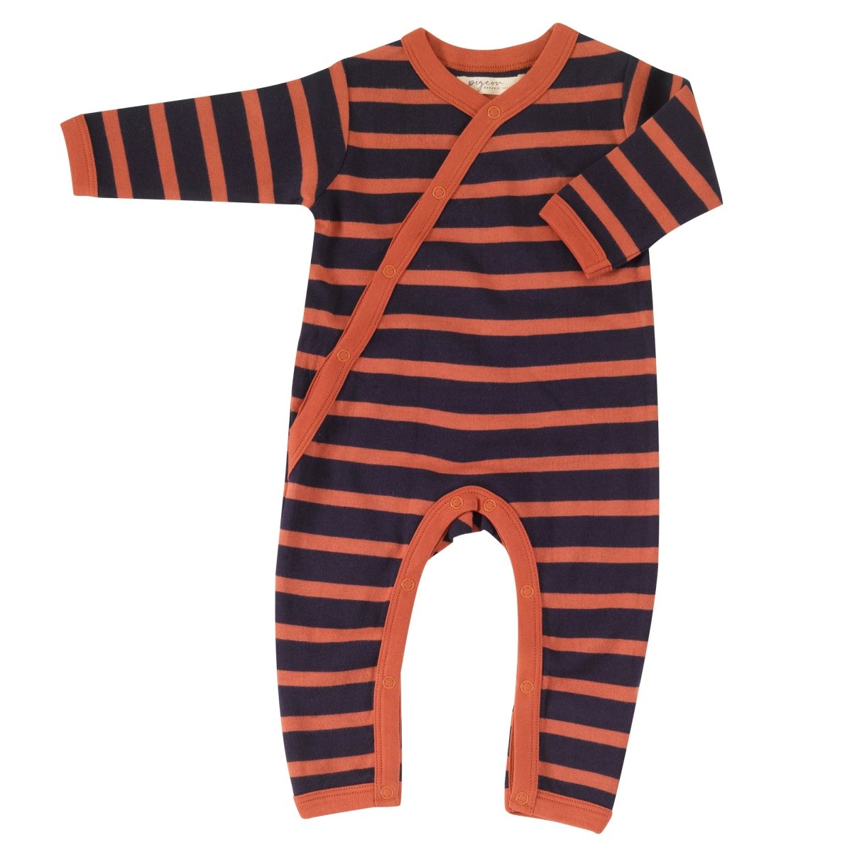 Kimono navy & orange Breton stripe romper - Borro - rent baby kids clothes