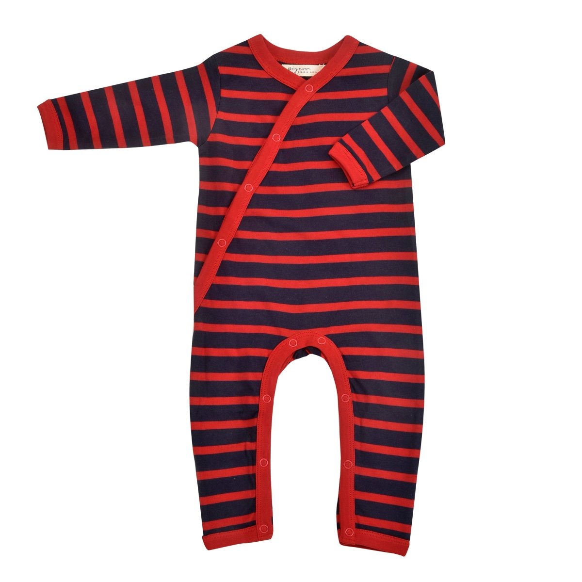 Kimono navy & red Breton stripe romper - Borro - rent baby kids clothes