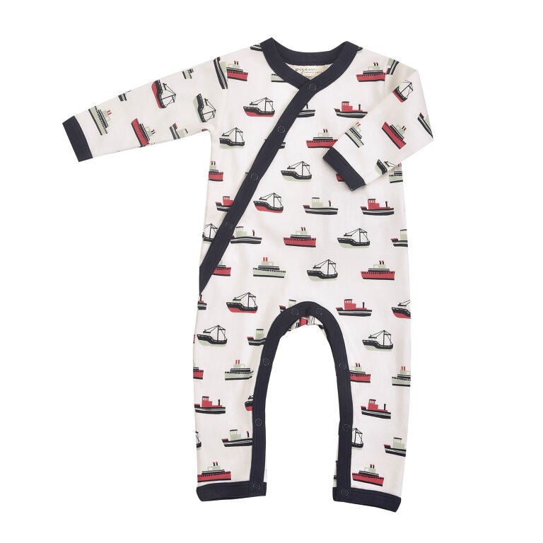 Kimono red boats romper - Borro - rent baby kids clothes