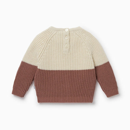 Knitted colourblock jumper - oat & dusty pink - Borro - rent baby kids clothes