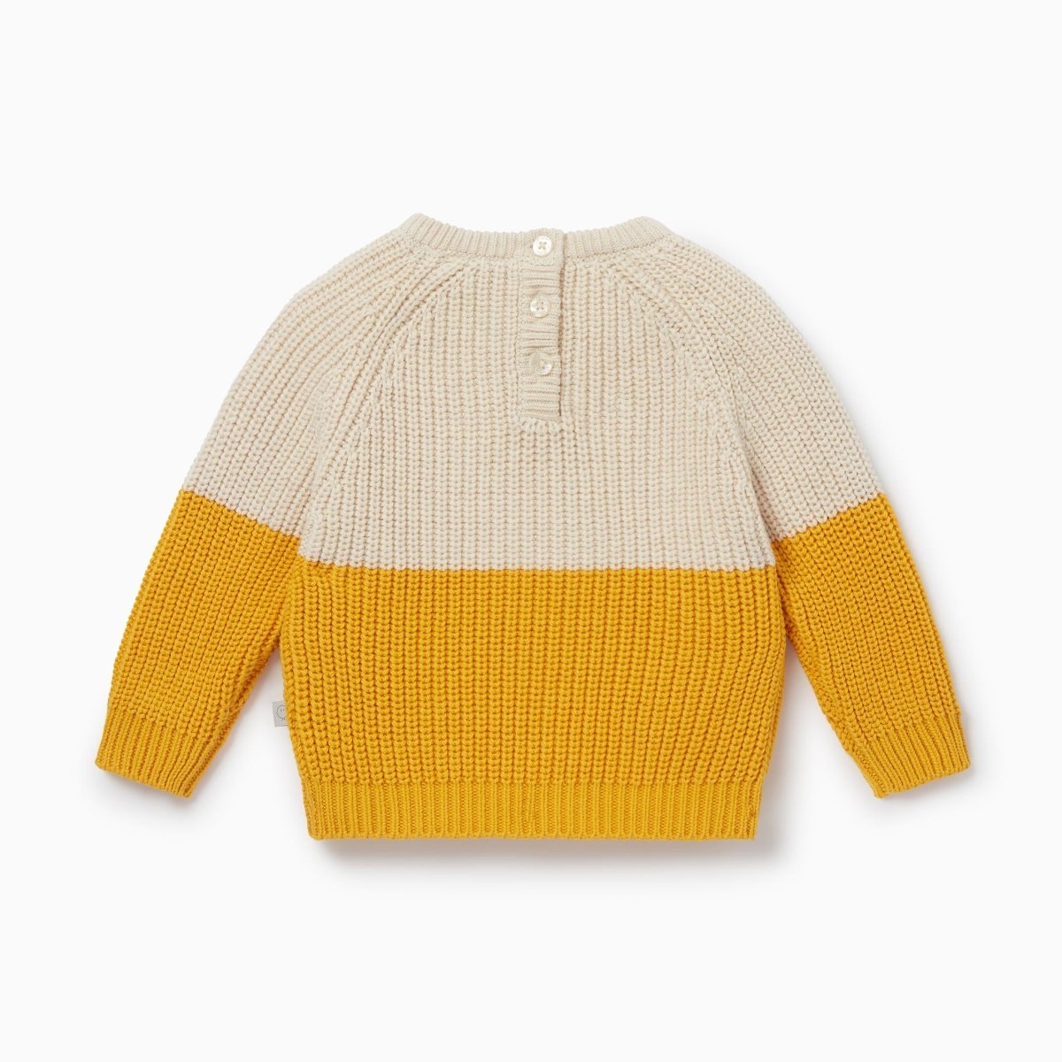 Knitted colourblock jumper - oat & mustard - Borro - rent baby kids clothes