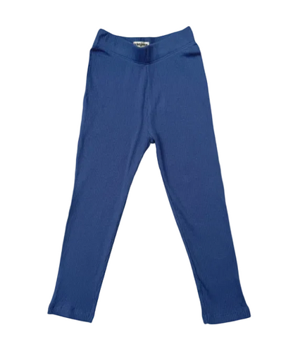 Blue ribbed leggings