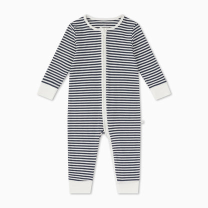 Navy stripe ribbed double zip sleepsuit - Borro - rent baby kids clothes