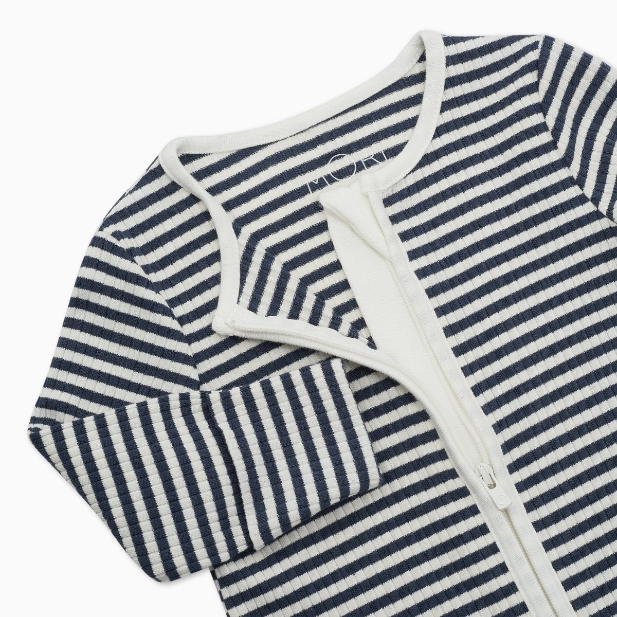 Navy stripe ribbed double zip sleepsuit - Borro - rent baby kids clothes