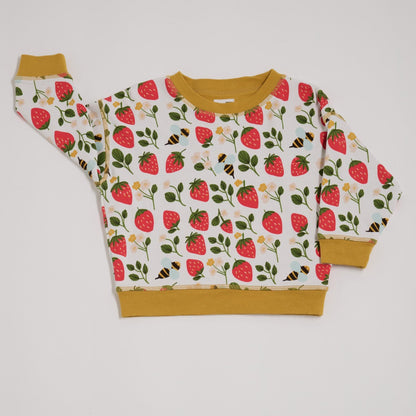 Strawberry fields honey reversible sweatshirt