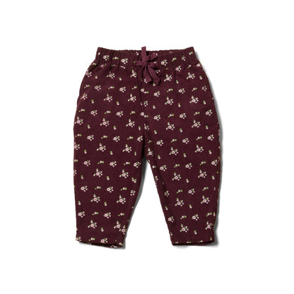 Plum flowers cord comfy trousers - Borro - rent baby kids clothes