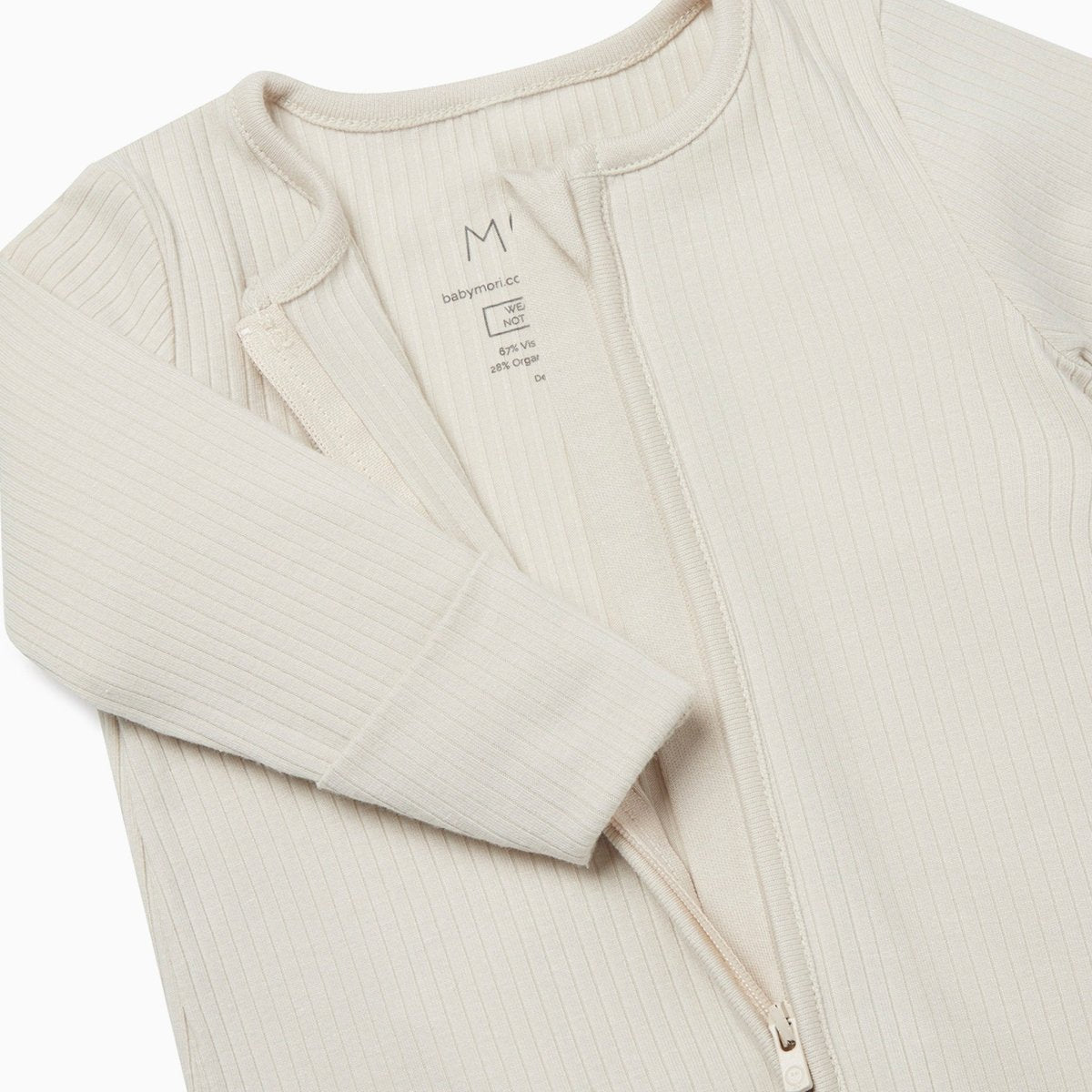 Ribbed double zip sleepsuit - ecru - Borro - rent baby kids clothes