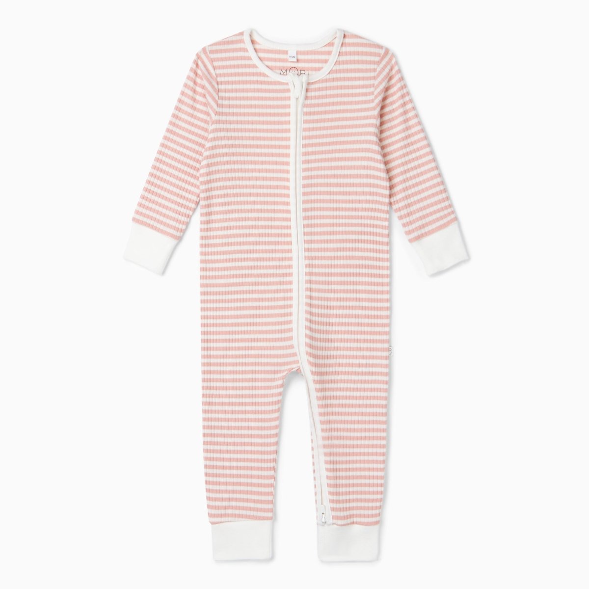 Ribbed double zip sleepsuit - pink stripe - Borro - rent baby kids clothes