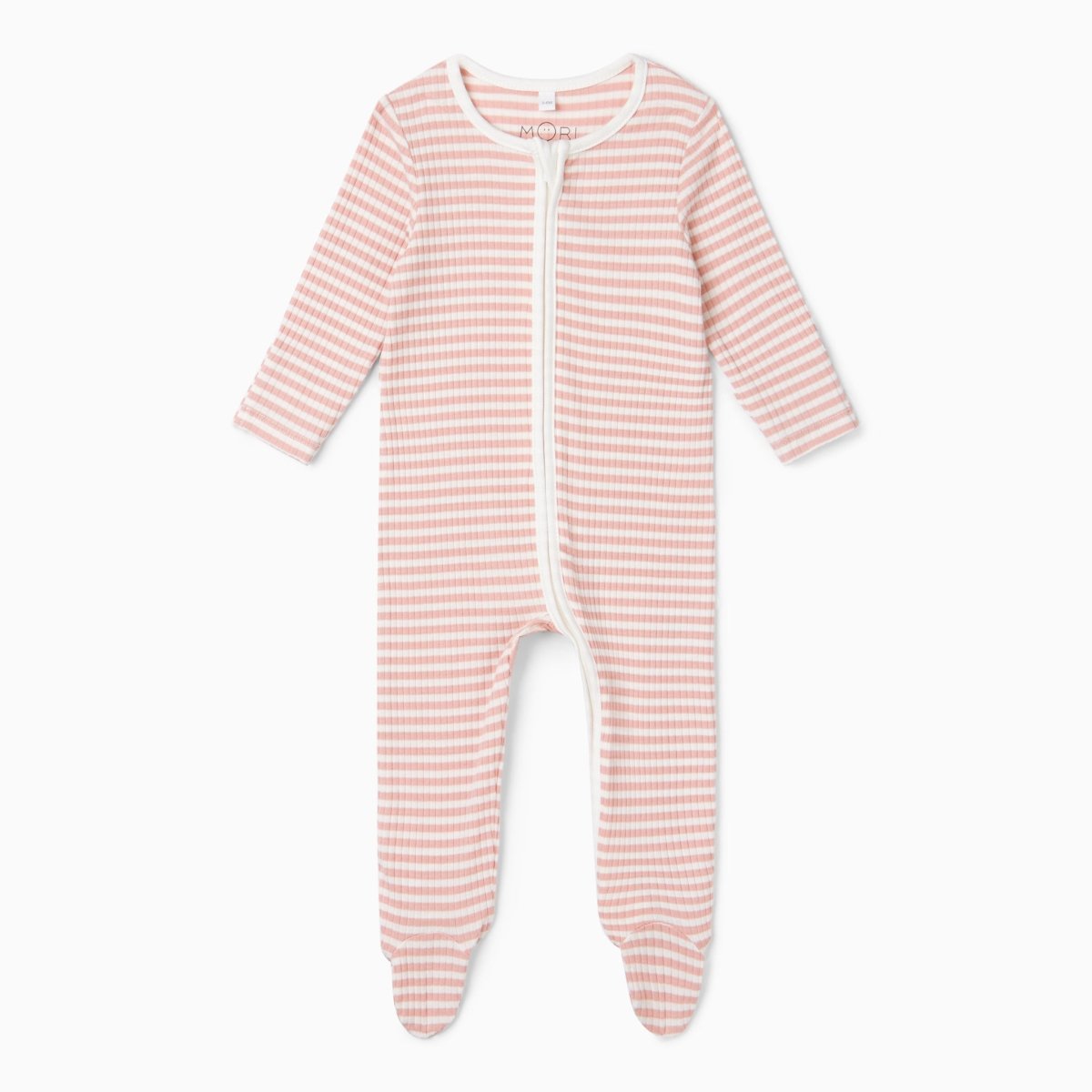 Ribbed double zip sleepsuit - pink stripe - Borro - rent baby kids clothes