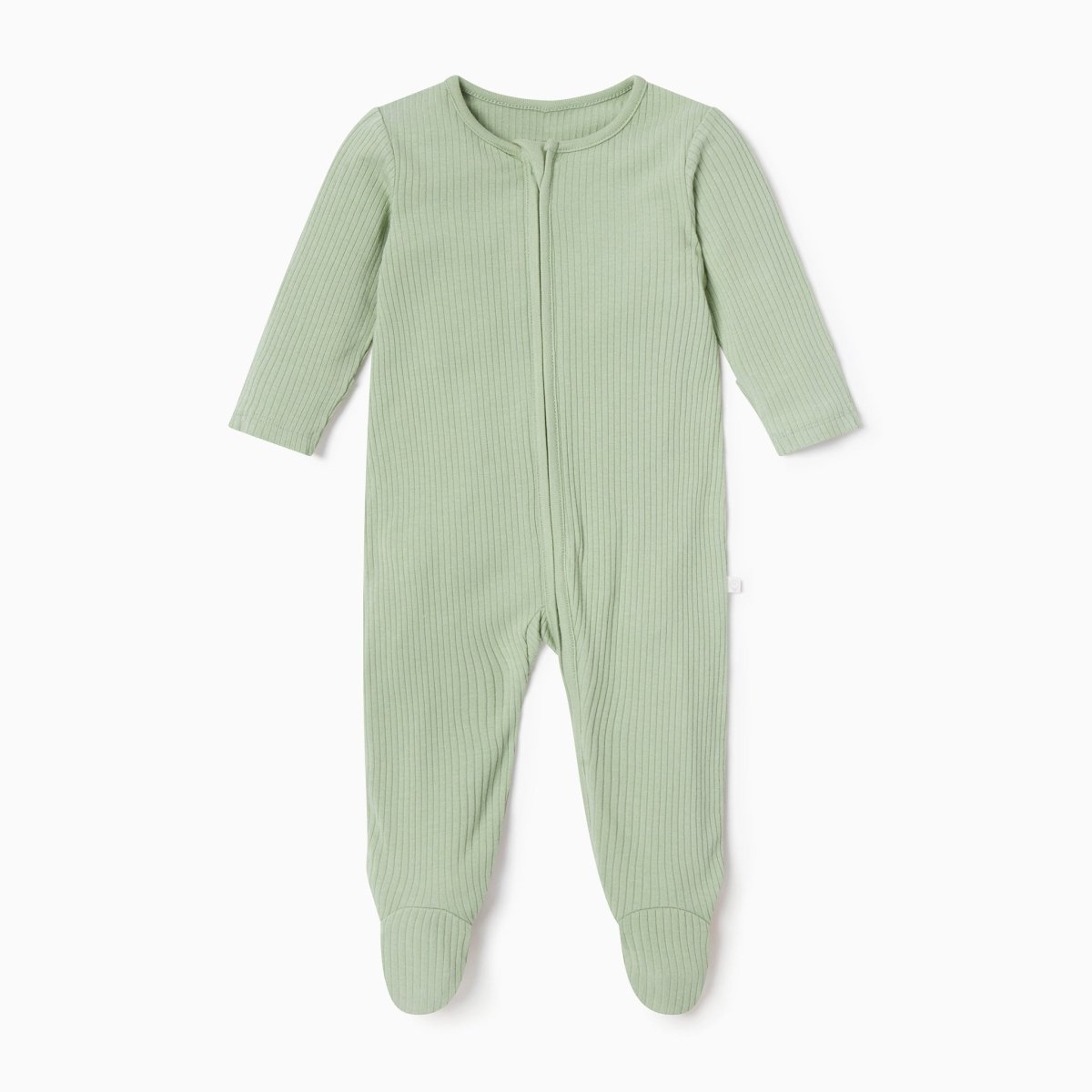Ribbed double zip sleepsuit - sage - Borro - rent baby kids clothes
