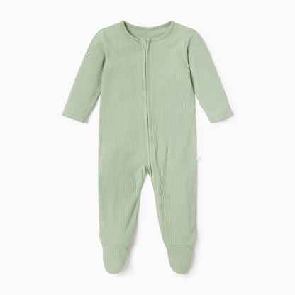 Ribbed double zip sleepsuit - sage - Borro - rent baby kids clothes