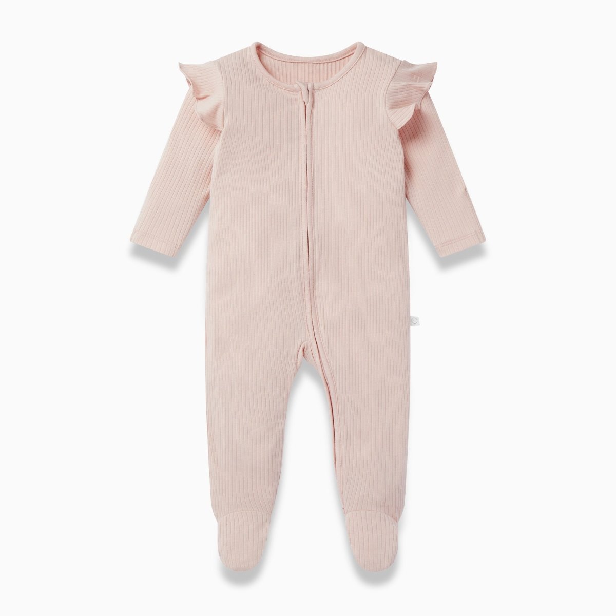 Ribbed zip sleepsuit - blush frill - Borro - rent baby kids clothes