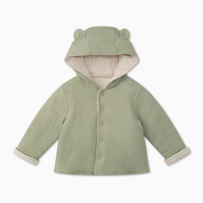 Ribbed reversible jacket - sage and ecru