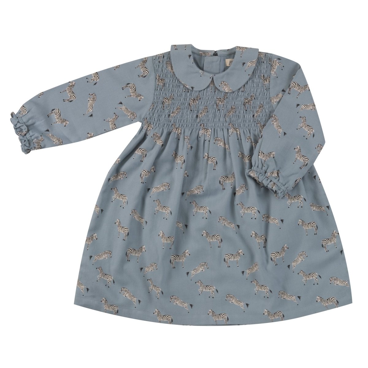 Smock Peter Pan collar dress - blue zebra - Borro - rent baby kids clothes