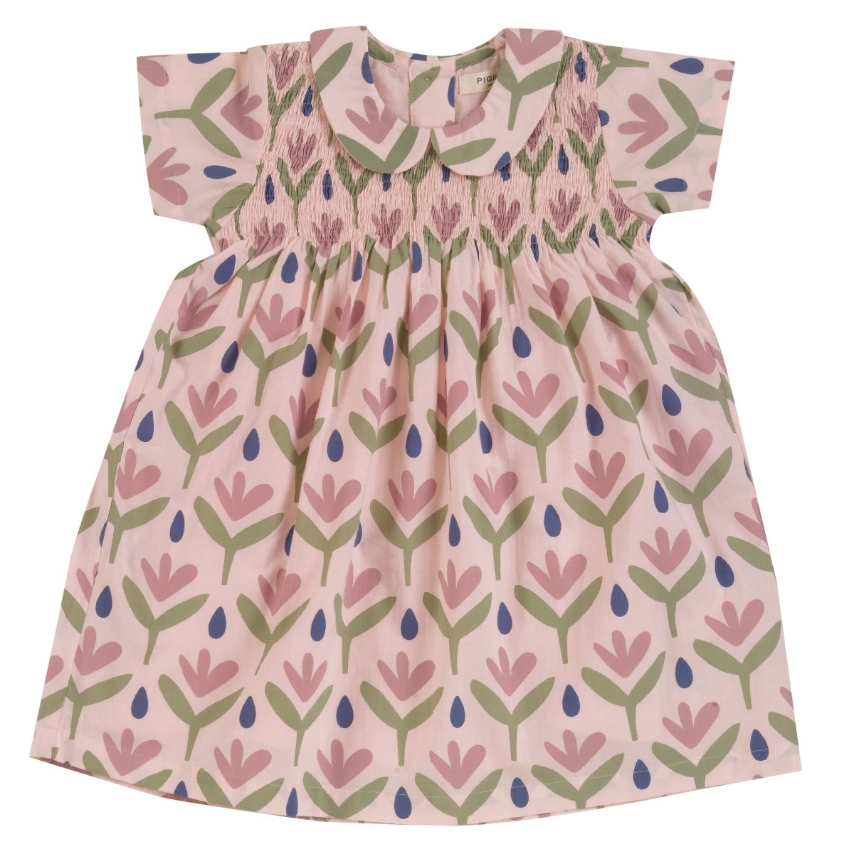 Smock Peter Pan collar dress - floral pink - Borro - rent baby kids clothes