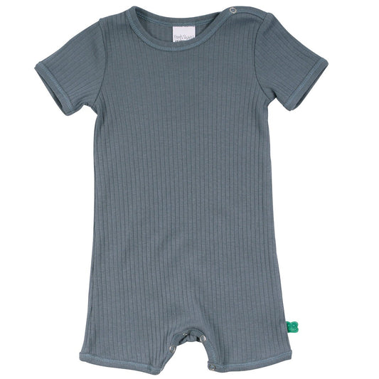 Stormy blue ribbed short sleeve romper - Borro - rent baby kids clothes