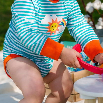 Turquoise stripe long sleeve bodysuit - Borro - rent baby kids clothes