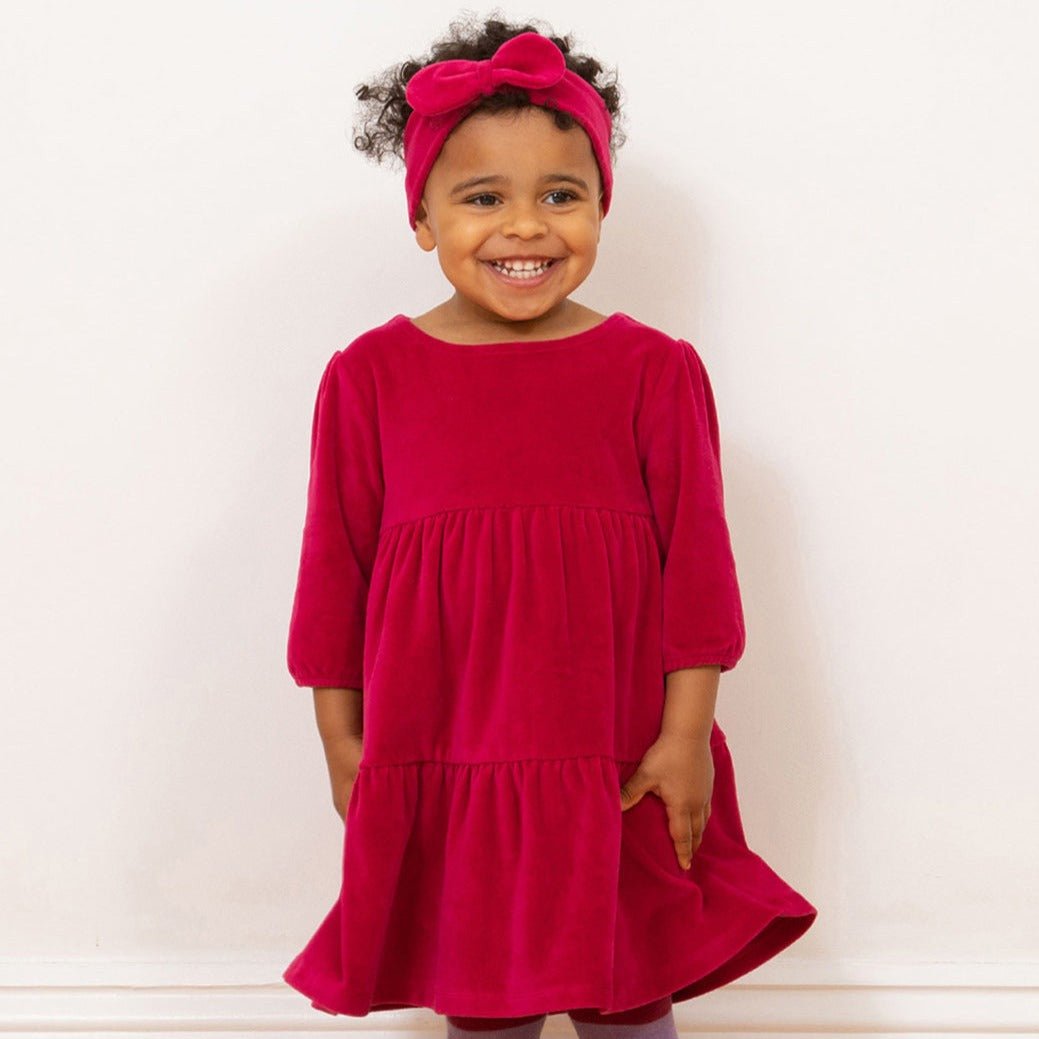 Velvety red party dress - Borro - rent baby kids clothes