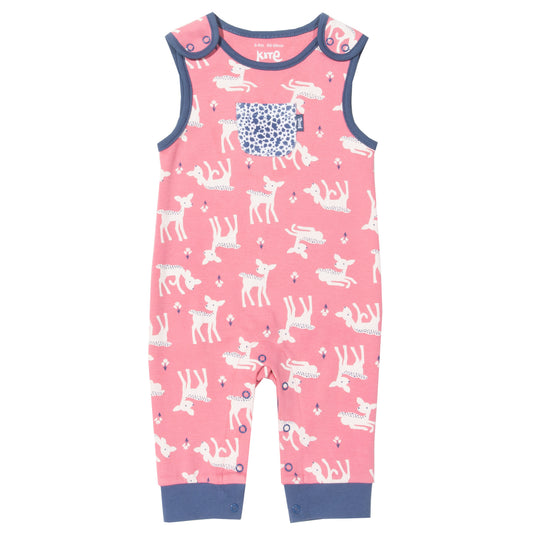 Pink dungarees with deer print