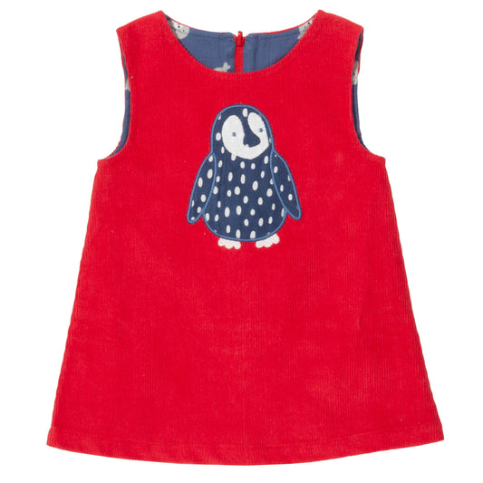 Red dress with blue penguin