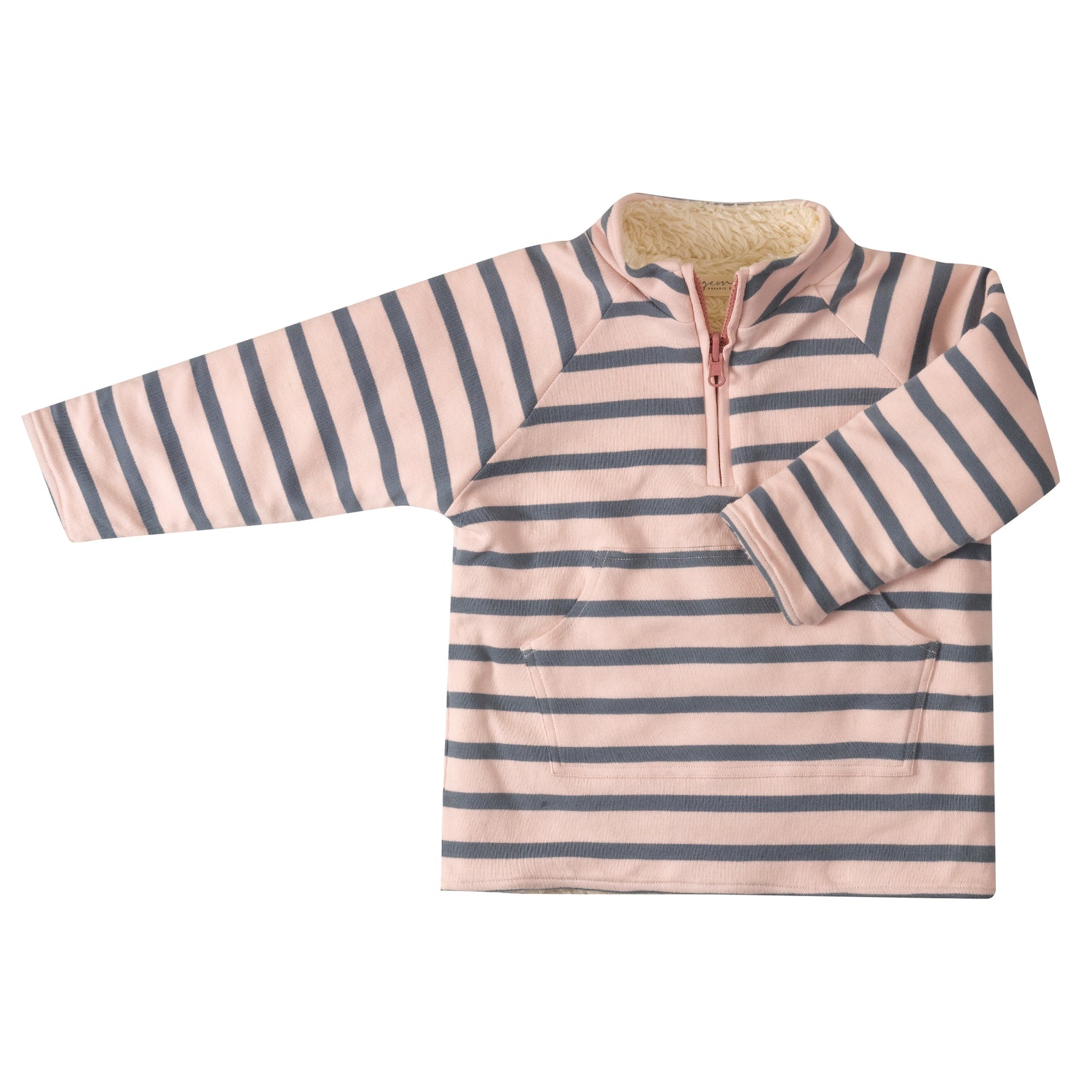 Fleece-lined jumper - Breton pink/blue stripe